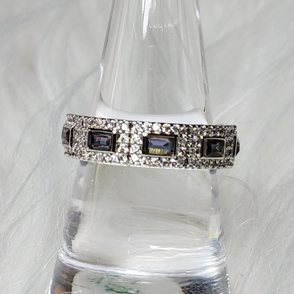 Band Of Bling Ring - Rainbow Topaz With Rhodium Plating Size 8